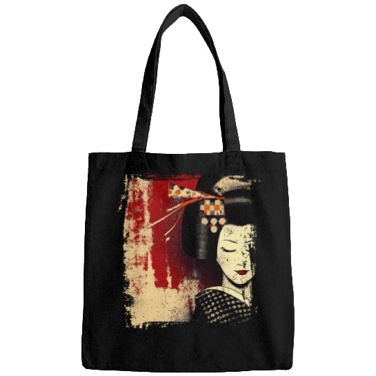Geisha, traditional digital art, Japan Bags