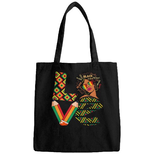 Teacher Love Afro African American Bags