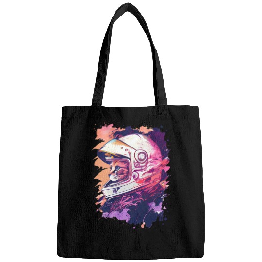 Aesthetic Vaporwave Space Cat 80s 90s Astronaut Bags