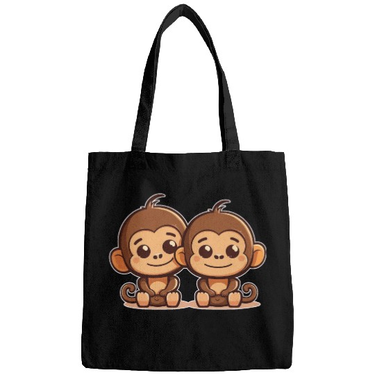Monkeys siblings brother sister family love ape Bags