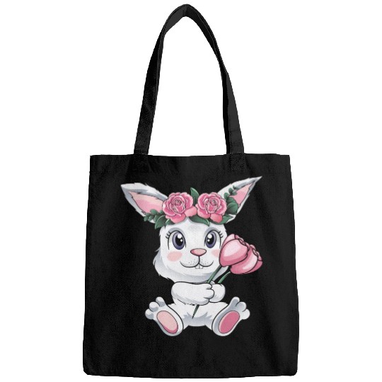 Baby Easter Bunny with Flowers cute Easter Egg Bags