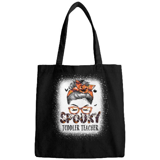 Messy Bun Spooky Toddler Teacher Bleached Bags