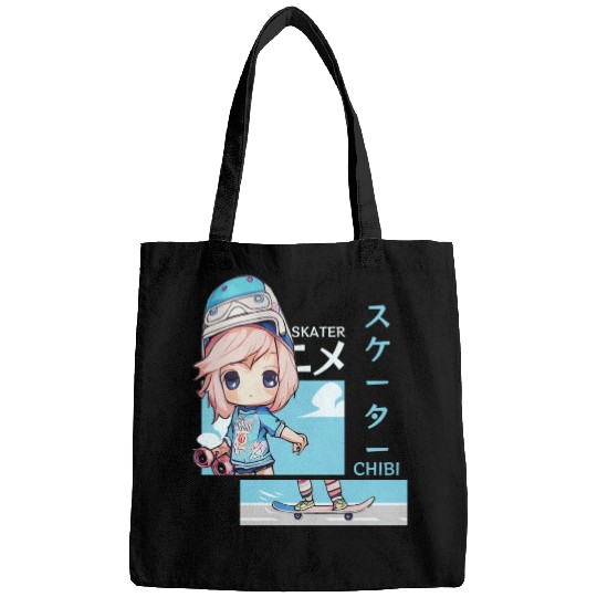 Kawaii Chibi Skater Skateboard Japanese Aesthetic Bags