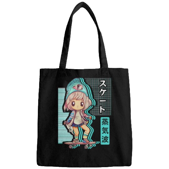 Skater Chibi Anime Skateboard Japanese Vaporwave A Bags