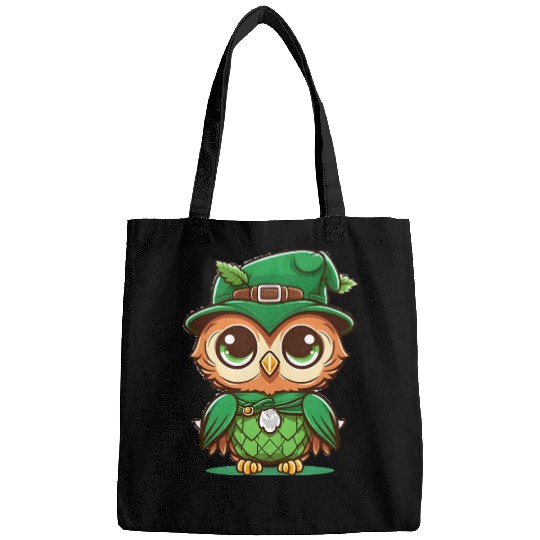 st patricks day owl wearing a hat Bags