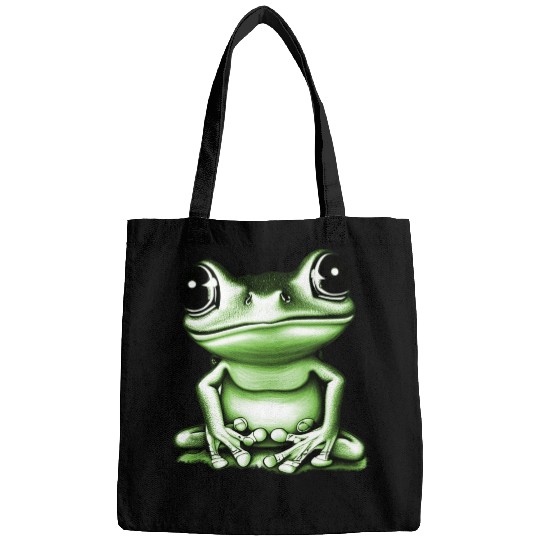 happy tree frog green Bags
