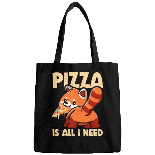 Cute Animal Red Panda Pizza Fan Eating Fast Food Bags
