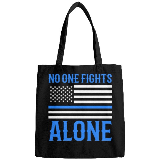 No One Fights Alone Thin Blue Line Police Bags