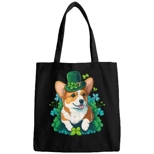 Funny Corgi Lover Shamrock Happy St Patricks Day Bags