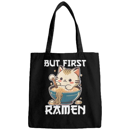 But First Ramen Cat Japanese Tokyo Ramen Noodles Bags