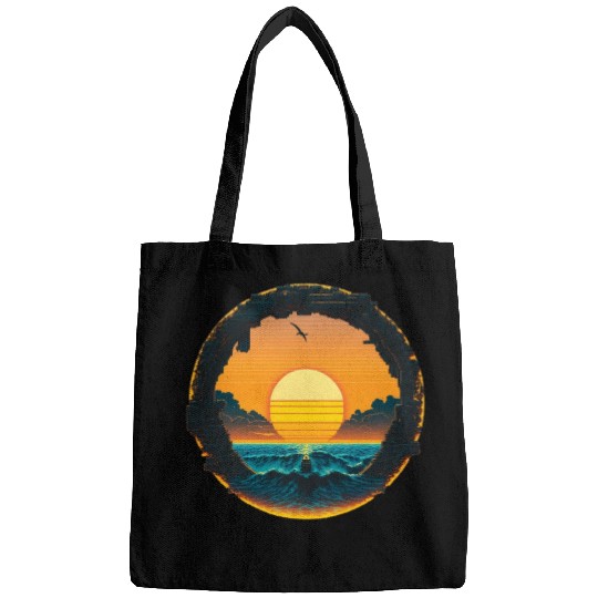 Cyberpunk Sunset Pixel Bags