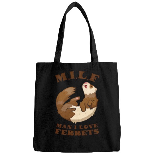 I Heart MILFs Man I Love Ferrets Lover Funny Ferre Bags