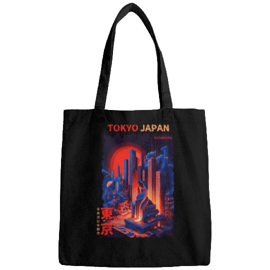 Tokyo Japan Futuristic Cyber City Urban Vaporwave Bags