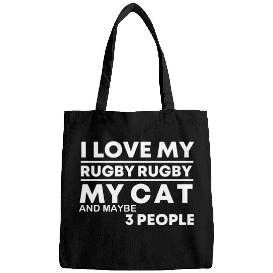 I Love My Rugby my Cat and maybe 3 people birthday Bags