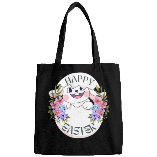 Happy Easter Bunny with Flowers Bags