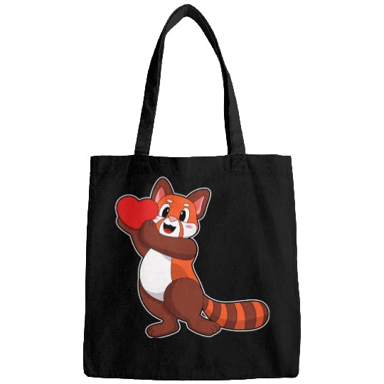 Red Panda At Love With Heart Bags