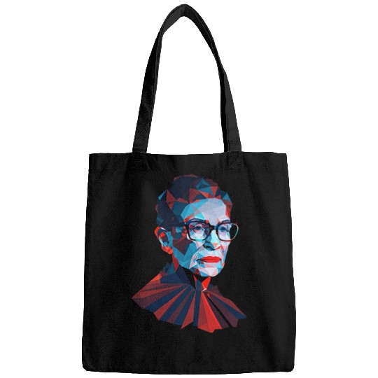 Ruth Bader Ginsburg low polygon design red blue Bags