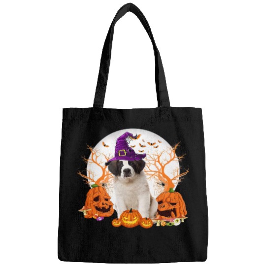 Dog Halloween Saint Bernard Dog Jack O Lantern Bags