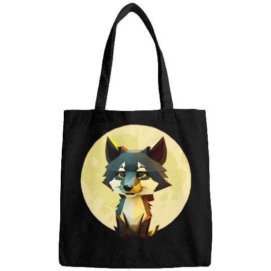 Wolf howling at the moon graphic Bags