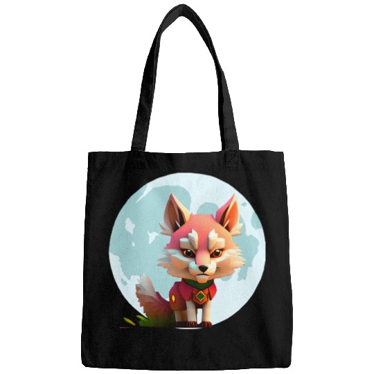 Wolf howling at the moon graphic Bags