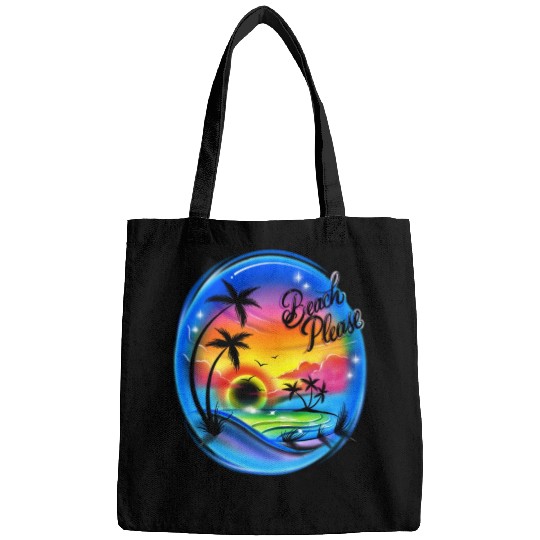 Beach Please Airbrush Colorful Bags