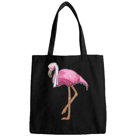 Flamingo As Bride With Veil Bags