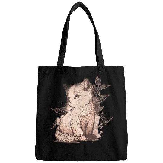 The Serene Cat in the Blossoming Garden Bags