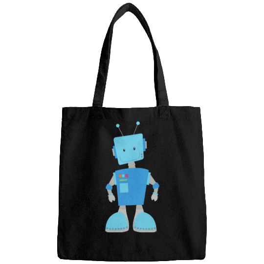 Cute Robot Funny Robot Silly Robot Blue Robot Bags