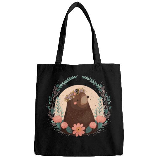 Flower Crown Mole Floral Farm Animal Pet Bags