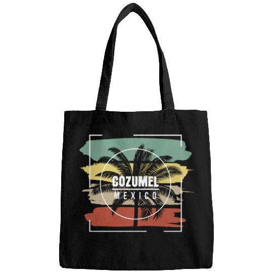 Cozumel Mexico Artistic Palm Tree Retro Bags