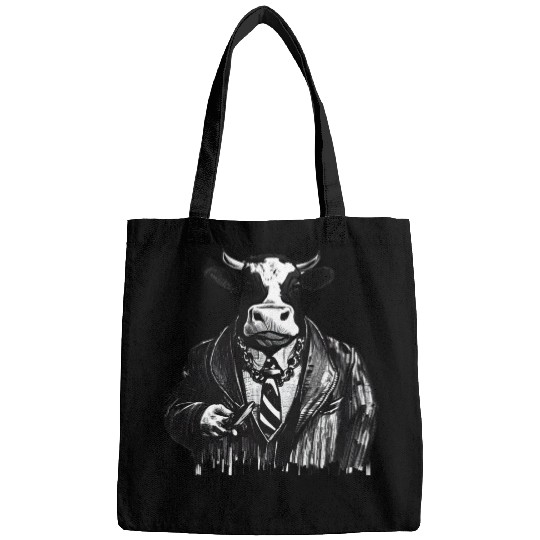 COW MOBSTER COW AS MOB BOSS COW A NOSTRA Bags
