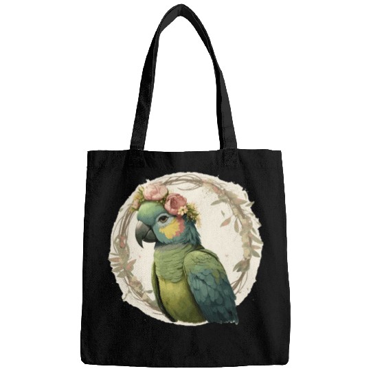 Watercolor Parrot Hahn's Macaw Bird Flower Crown P Bags