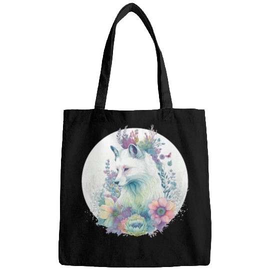 Cute Arctic Fox Flower Crown Animal Lovers Bags
