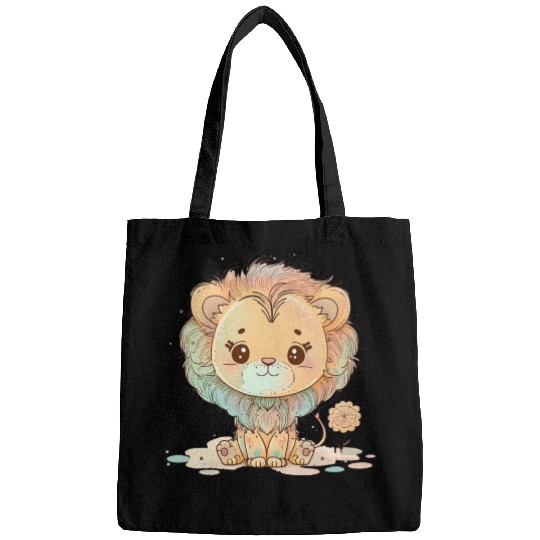 Cute Lion Pastel Drawing Bags