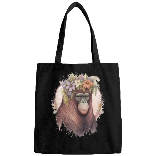 Cute Orangutan Flower Crown Monkey Lover Bags