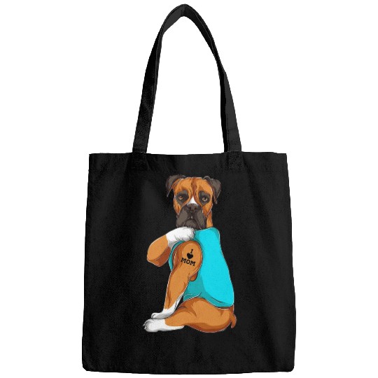 Boxer I Love Mom Tattoo Apparel Dog Mom Gifts Bags