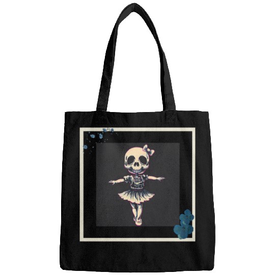 Cute skull ballet with flowers Bags