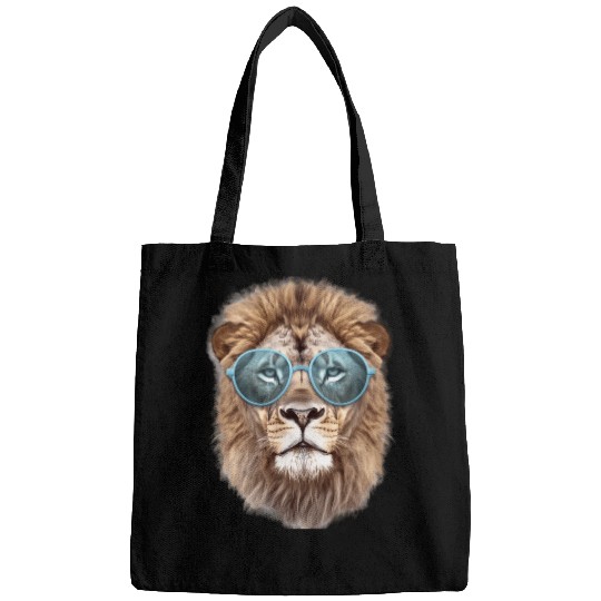 African Lion Wearing Blue Sunglasses Wildlife Bags