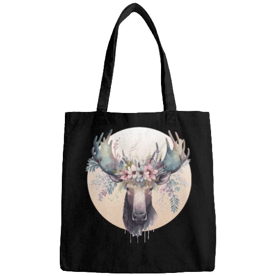 Cute Moose Flower Crown Animal Lovers Bags