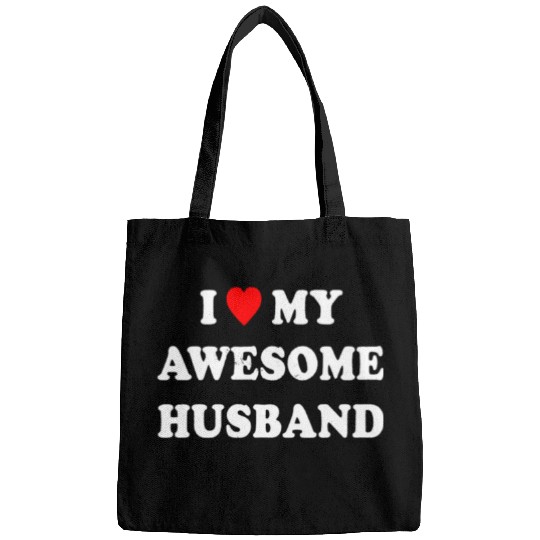 I Love My Awesome Husband Wife Just Married Bags