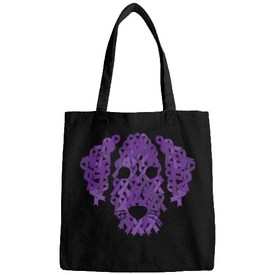 Purple Ribbon Dog Face Lupus Inspirational Awarene Bags