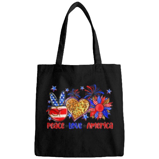 Peace Love America US Flag Fourth Wo 4th Of July P Bags