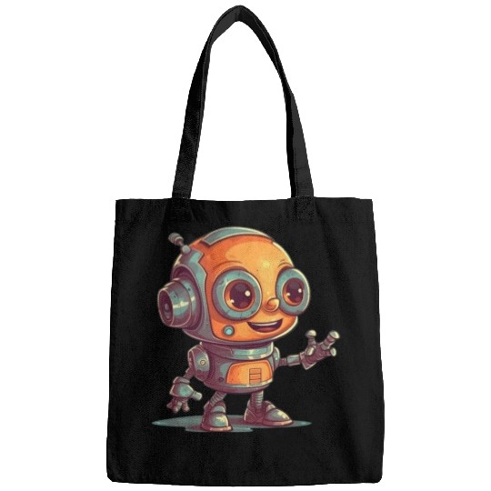 Cute waving robot illustration technology friendly Bags