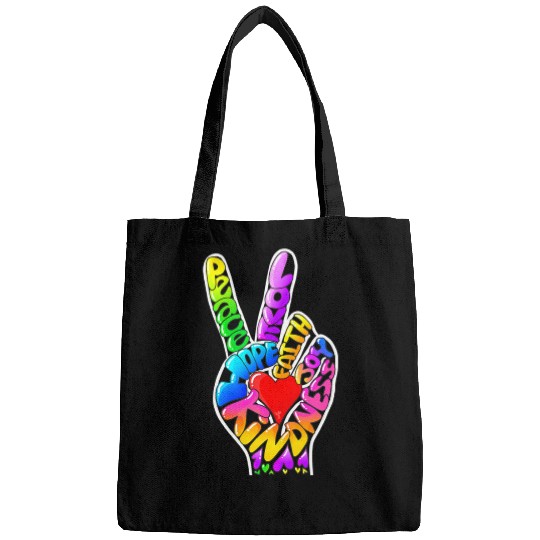 Peace Love Hope Joy Faith Kindness Word Art by Tan Bags