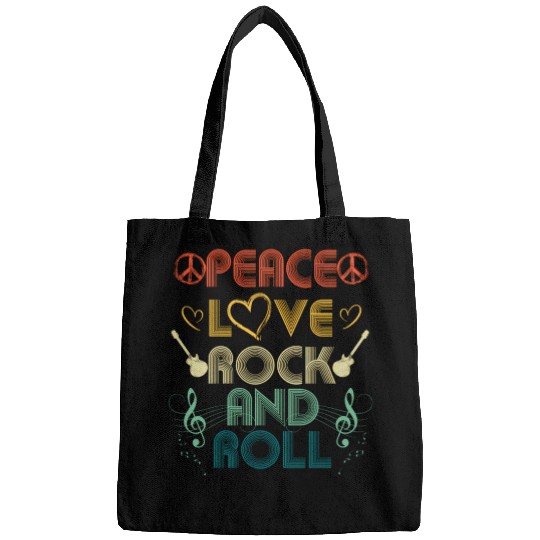 Peace Love Rock And Roll Distressed Rock Concert Bags
