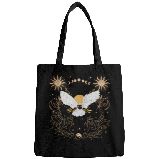 Dark Academia Tarot Card Sun Moon Crystals Owl Bags