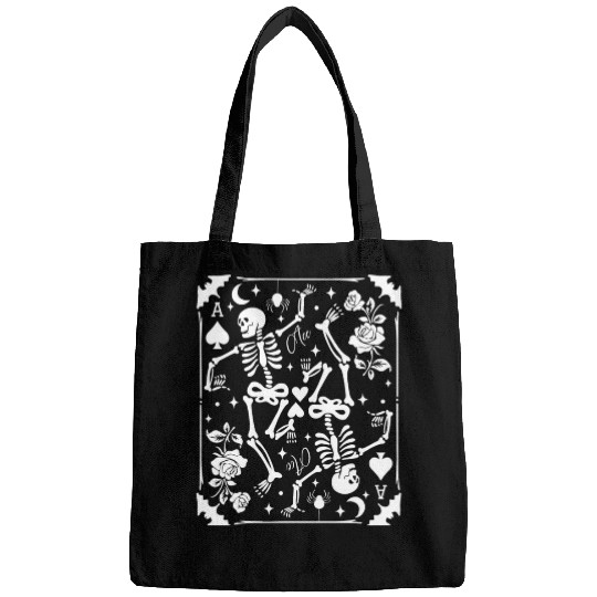Skeleton Ace Of Spades Card Goblincore Punk Grunge Bags