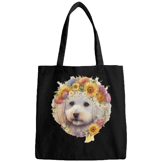 Watercolor Bichon Frise Sunflower Dog Breed Pet Pu Bags