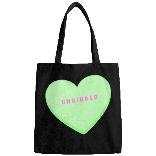 unhinged conversation heart Bags