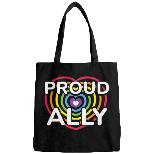 Proud Ally Rainbow Heart LGBTQIA Pride Month v01 Bags